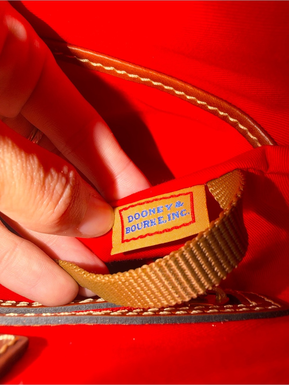 Dooney & Bourke Red Pebbled Leather Crossbody with Tan Trim NWT - Picture 12 of 14